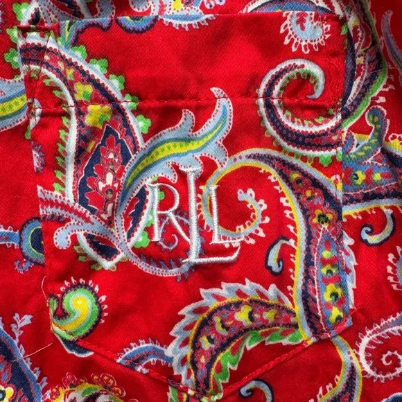Ralph Lauren Red Paisley Long Sleeve Dress - Picture 6 of 8